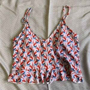 Kortni Jeane Parrot Tankini Bathing Suit Top Large Adjustable